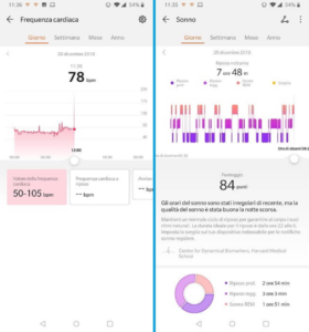 Intefaccia monitoraggio cardiaco e del Sonno con l'app Huawei